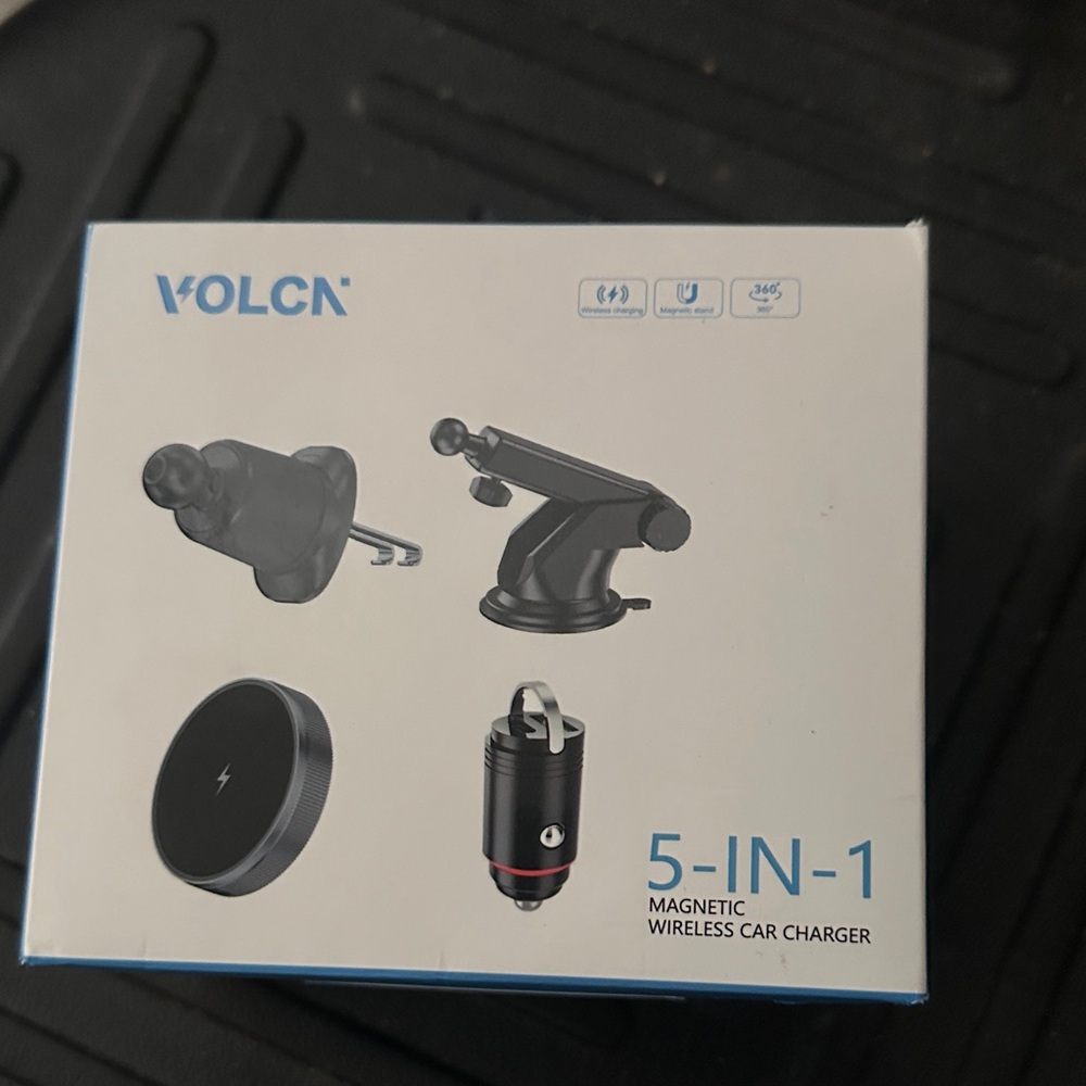 5-in-1 Magnetic Wireless Car Charger - Black